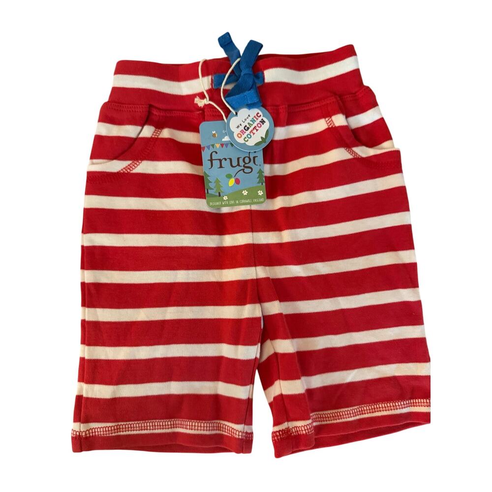NEW Frugi red Stripe Shorts 12-18m